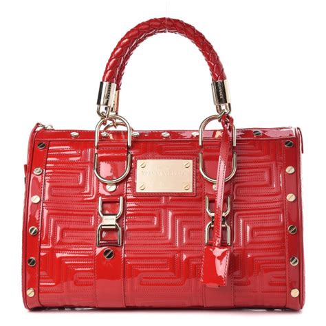 VERSACE Patent Couture Snap Out Of It Bag Red.